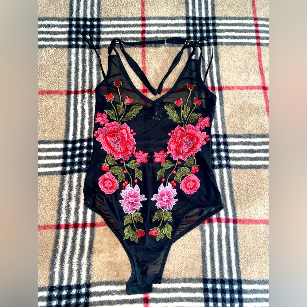 Beautiful Floral Embroidered Body Suit